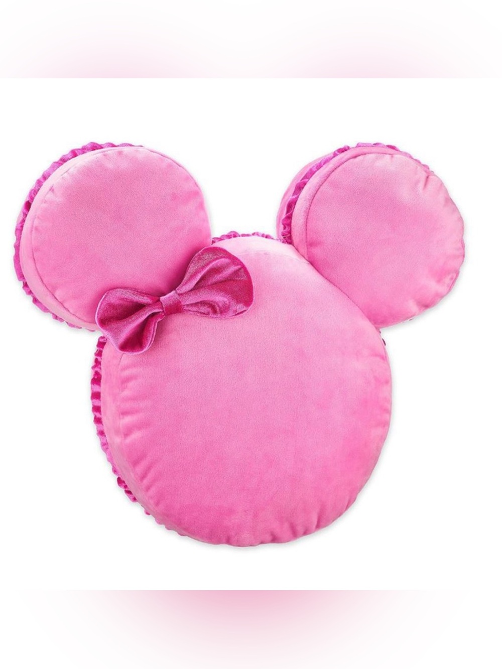 Pink Macaron Minnie Ear Shaped Decorative Pillow with Bow - Scented